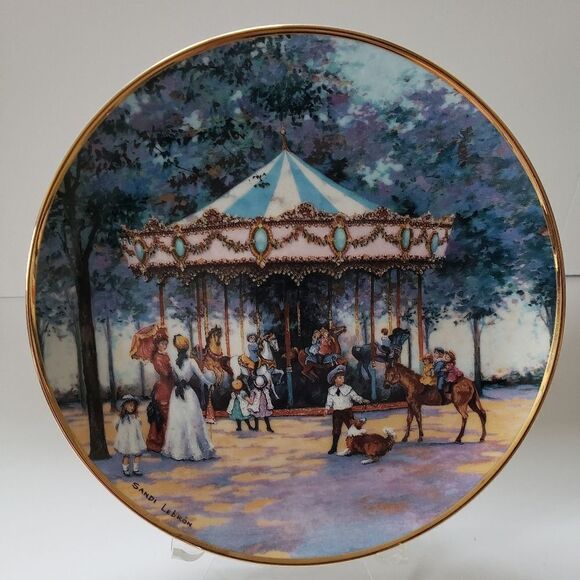 Franklin Mint Signed Porcelain Carousel Plate by Sandi Lebron - Picture 2 of 6